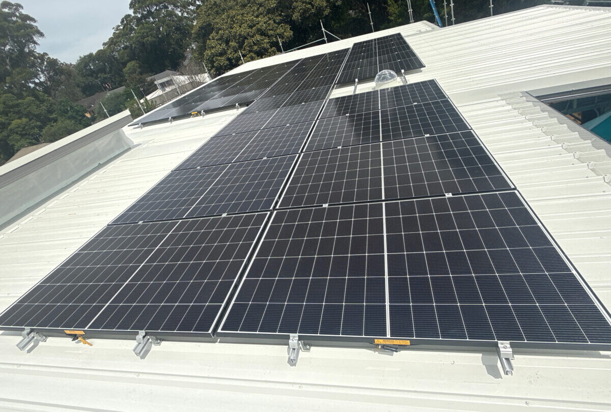 Solar panels on a metal roof